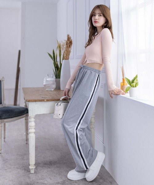 clear（クリア）の「ダブルラインスウェットパンツ[低身長用サイズ有]（スウェットパンツ・レディース・グレー/ブラック/ピンク・F/XS）」の13枚目の写真