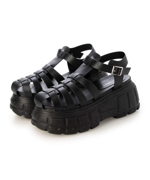 Mafmof(マフモフ)の「Mafmof(マフモフ)8cm厚底プラットフォームグルカサンダル(サンダル・レディース・ブラック/ホワイト・LL/M/L/S)」の9枚目の写真