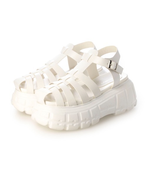 Mafmof(マフモフ)の「Mafmof(マフモフ)8cm厚底プラットフォームグルカサンダル(サンダル・レディース・ブラック/ホワイト・LL/M/L/S)」の10枚目の写真