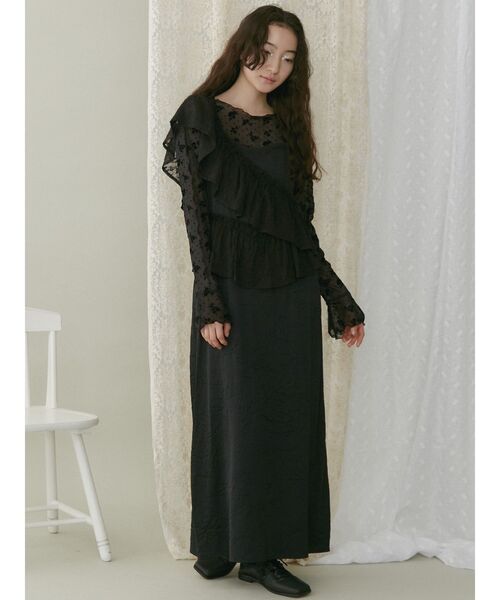 merry jenny（メリージェニー）の「flower dotドロストトップス（Tシャツ/カットソー・レディース・ブラック/アイボリー・FREE）」の12枚目の写真