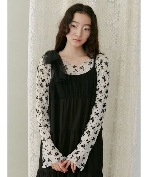 merry jenny（メリージェニー）の「flower dotドロストトップス（Tシャツ/カットソー・レディース・ブラック/アイボリー・FREE）」の13枚目の写真