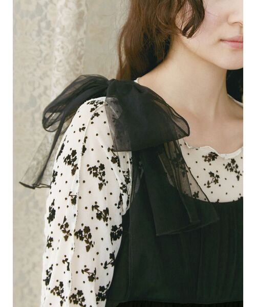 merry jenny（メリージェニー）の「flower dotドロストトップス（Tシャツ/カットソー・レディース・ブラック/アイボリー・FREE）」の14枚目の写真