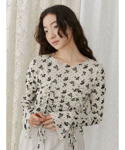 merry jenny（メリージェニー）の「flower dotドロストトップス（Tシャツ/カットソー・レディース・ブラック/アイボリー・FREE）」の17枚目の写真