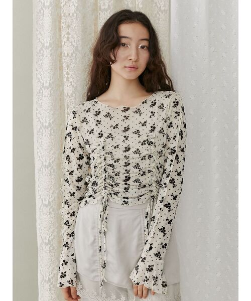 merry jenny（メリージェニー）の「flower dotドロストトップス（Tシャツ/カットソー・レディース・ブラック/アイボリー・FREE）」の19枚目の写真