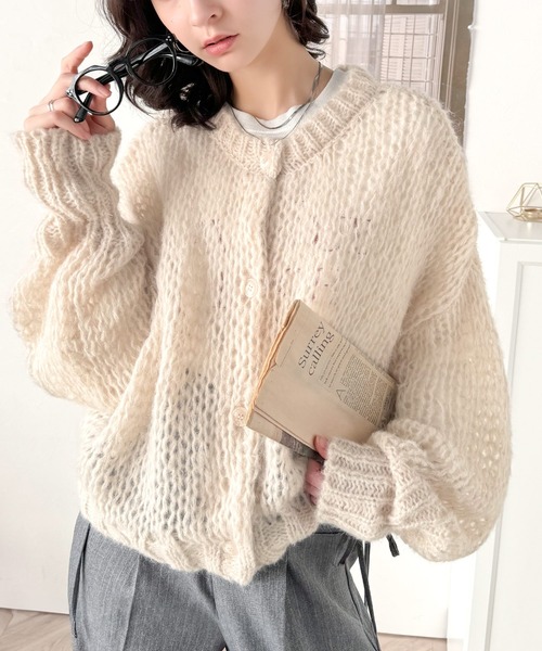 classicalelf(クラシカルエルフ)の「ガーリーな抜け感。前後2way度甘メッシュニットカーディガン(カーディガン/ボレロ・レディース・チャコール/ブラウン/ブルー/アイボリー・SMALL/MEDIUM/LARGE/X-LARGE)」の6枚目の写真