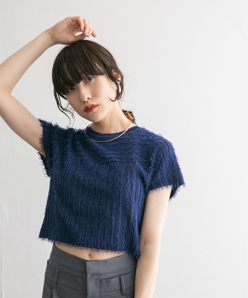 ニット セーター ミニフリンジニットTEE レディース KBF ニット セーター ミニフリンジニットTEE レディース