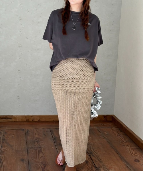 Per sist ence(パーシエンス)の「オーバーサイズSTATIONバックプリントTシャツ(Tシャツ/カットソー・レディース・ピンク/ブラック/オフホワイト/チャコールグレー・FREE)」の8枚目の写真