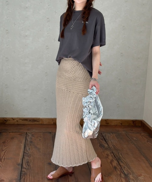 Per sist ence(パーシエンス)の「オーバーサイズSTATIONバックプリントTシャツ(Tシャツ/カットソー・レディース・ピンク/ブラック/オフホワイト/チャコールグレー・FREE)」の9枚目の写真