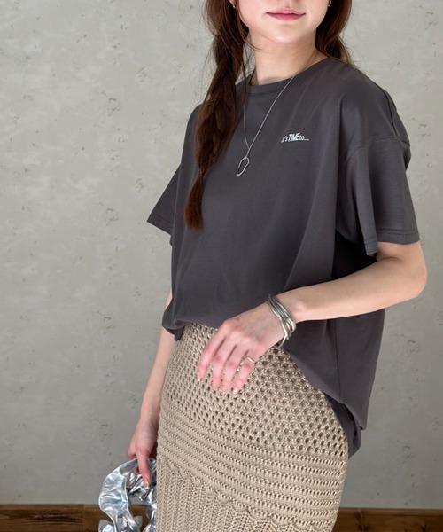 Per sist ence(パーシエンス)の「オーバーサイズSTATIONバックプリントTシャツ(Tシャツ/カットソー・レディース・ピンク/ブラック/オフホワイト/チャコールグレー・FREE)」の15枚目の写真