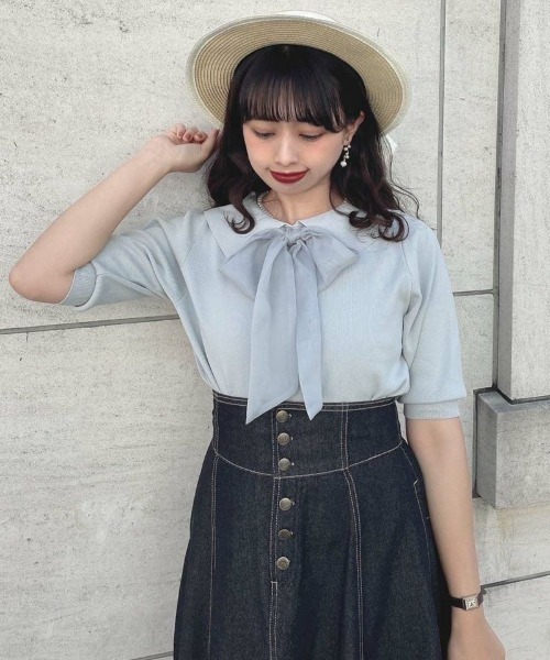F i.n.t(フィント)の「3WAYオーガンジーリボンニットプルオーバー/F&A/fint(ニット/セーター・レディース・ライトピンク/アイボリー/ブルーグレー・FREE)」の4枚目の写真