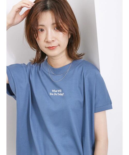 Samansa Mos2 blue（サマンサモスモスブルー）の「【接触冷感】刺繍フレンチスリーブT（Tシャツ/カットソー・レディース・ダークオレンジ/オフホワイト/ブルー/ブラック/ベージュ・F）」の22枚目の写真