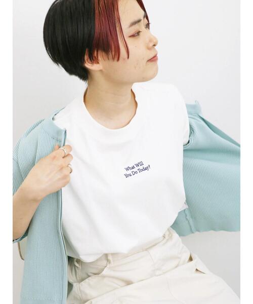 Samansa Mos2 blue（サマンサモスモスブルー）の「【接触冷感】刺繍フレンチスリーブT（Tシャツ/カットソー・レディース・ダークオレンジ/オフホワイト/ブルー/ブラック/ベージュ・F）」の16枚目の写真