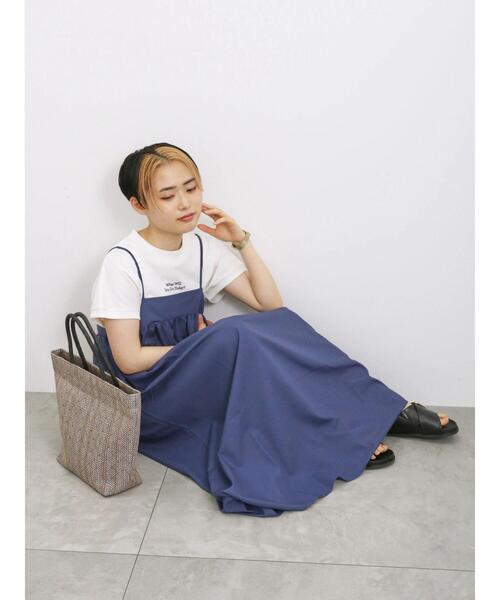 Samansa Mos2 blue（サマンサモスモスブルー）の「【接触冷感】刺繍フレンチスリーブT（Tシャツ/カットソー・レディース・ダークオレンジ/オフホワイト/ブルー/ブラック/ベージュ・F）」の18枚目の写真