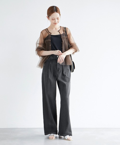 ROPE' PICNIC（ロペピクニック）の「デニムタックワイドパンツ（デニムパンツ・レディース・ブラック系その他/ブルー・36/38/40）」の12枚目の写真