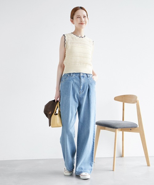 ROPE' PICNIC（ロペピクニック）の「デニムタックワイドパンツ（デニムパンツ・レディース・ブラック系その他/ブルー・36/38/40）」の7枚目の写真