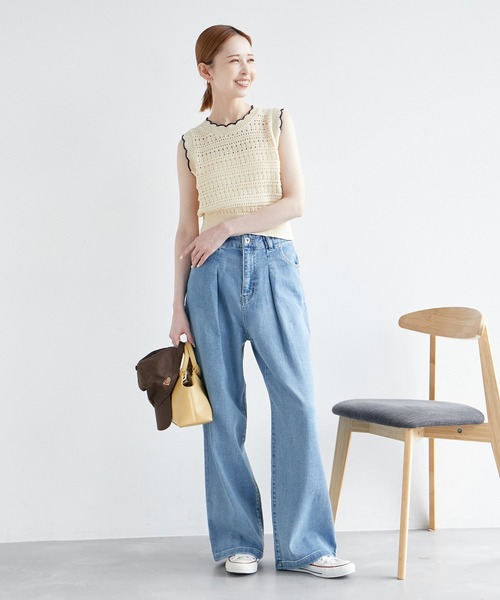 ROPE' PICNIC（ロペピクニック）の「デニムタックワイドパンツ（デニムパンツ・レディース・ブラック系その他/ブルー・36/38/40）」の9枚目の写真