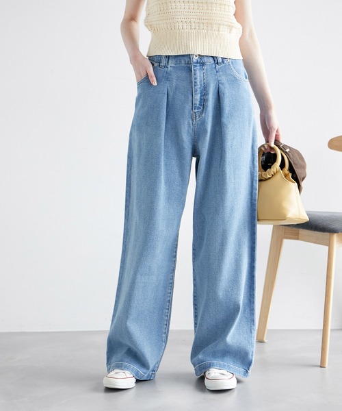 ROPE' PICNIC（ロペピクニック）の「デニムタックワイドパンツ（デニムパンツ・レディース・ブラック系その他/ブルー・36/38/40）」の3枚目の写真