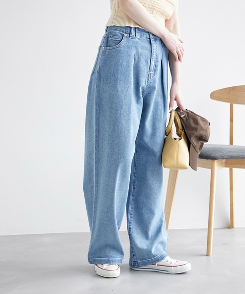 ROPE' PICNIC（ロペピクニック）の「デニムタックワイドパンツ（デニムパンツ・レディース・ブラック系その他/ブルー・36/38/40）」の4枚目の写真