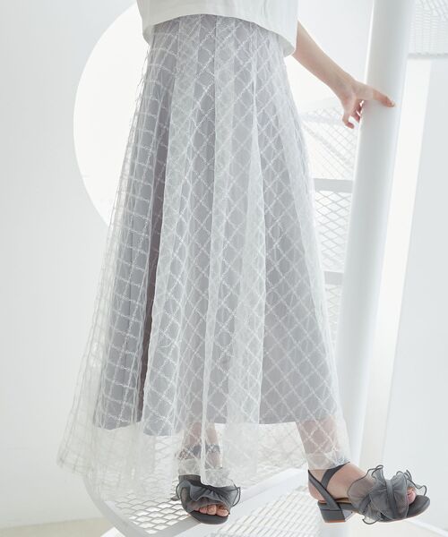 MAJESTIC LEGON(マジェスティックレゴン)の「タックフレアスカート(スカート・レディース・ブラック/ホワイト系その他/アイボリー/ブラック系その他/グレー系その他・MEDIUM/SMALL/X-SMALL)」の9枚目の写真