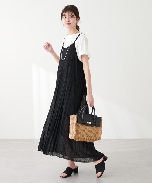 natural couture(ナチュラルクチュール)の「前後2WAYカットプリーツキャミワンピース(ワンピース・レディース・ライトグレー/オレンジ/ラベンダー/ブラック・FREE)」の7枚目の写真