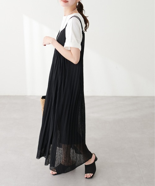 natural couture(ナチュラルクチュール)の「前後2WAYカットプリーツキャミワンピース(ワンピース・レディース・ライトグレー/オレンジ/ラベンダー/ブラック・FREE)」の9枚目の写真