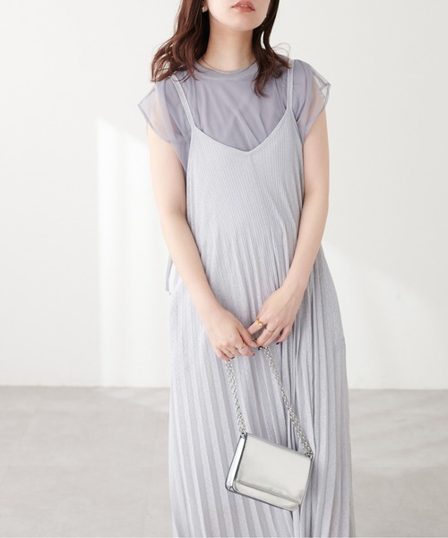 natural couture(ナチュラルクチュール)の「前後2WAYカットプリーツキャミワンピース(ワンピース・レディース・ライトグレー/オレンジ/ラベンダー/ブラック・FREE)」の12枚目の写真