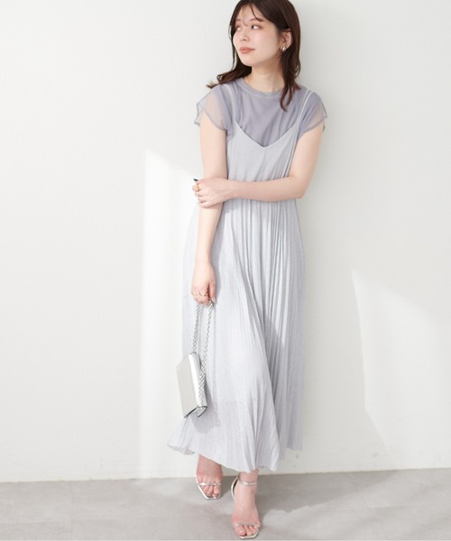 natural couture(ナチュラルクチュール)の「前後2WAYカットプリーツキャミワンピース(ワンピース・レディース・ライトグレー/オレンジ/ラベンダー/ブラック・FREE)」の13枚目の写真