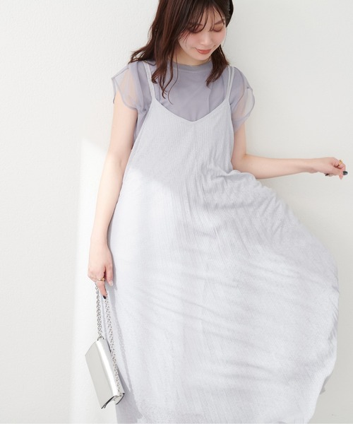natural couture(ナチュラルクチュール)の「前後2WAYカットプリーツキャミワンピース(ワンピース・レディース・ライトグレー/オレンジ/ラベンダー/ブラック・FREE)」の14枚目の写真