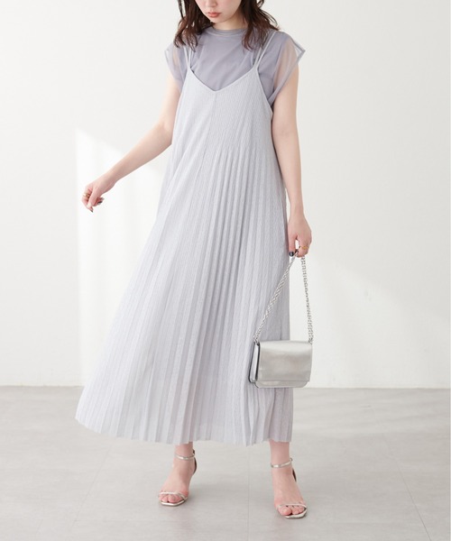 natural couture(ナチュラルクチュール)の「前後2WAYカットプリーツキャミワンピース(ワンピース・レディース・ライトグレー/オレンジ/ラベンダー/ブラック・FREE)」の10枚目の写真