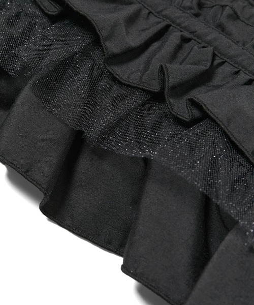 ROPE' PICNIC（ロペピクニック）の「ラメチュールドッキングフリルビスチェ/リンクコーデ（マフラー・レディース・ホワイト/ブラック・38）」の3枚目の写真