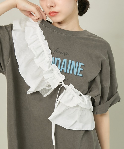 ROPE' PICNIC(ロペピクニック)の「ラメチュールドッキングフリルビスチェ/リンクコーデ(マフラー・レディース・ホワイト/ブラック・38)」の21枚目の写真