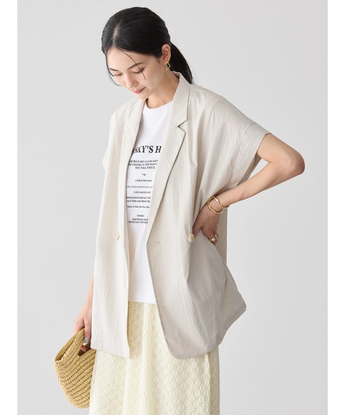 AMERICAN HOLIC(アメリカンホリック)の「接触冷感Wボタンジレ(テーラードジャケット・レディース・ブラック/グレイッシュベージュ・L/M)」の4枚目の写真