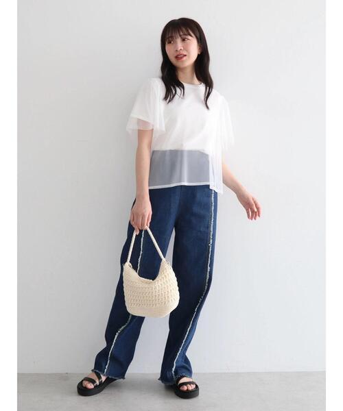 Sugar spoon(シュガースプーン)の「・SUGAR SPOON SET2点チュールT+カットT(Tシャツ/カットソー・レディース・オフホワイト/ブラック/ベージュ/カーキ・FREE)」の14枚目の写真