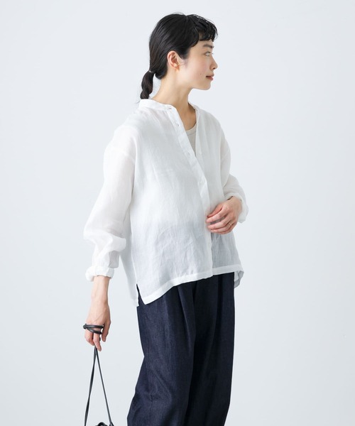 かぐれ（カグレ）の「ラミースタンドカラーショートシャツ（シャツ