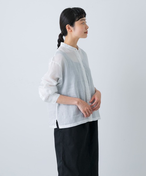 かぐれ（カグレ）の「ラミースタンドカラーショートシャツ（シャツ/ブラウス・レディース・ブラック/ベージュ/オフホワイト/ホワイト系その他・FREE）」の18枚目の写真