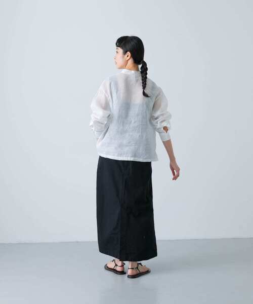 かぐれ　ラミースタンドカラーシャツ　beige かぐれ｜ラミースタンドカラーショートシャツ - かぐれ(カグレ