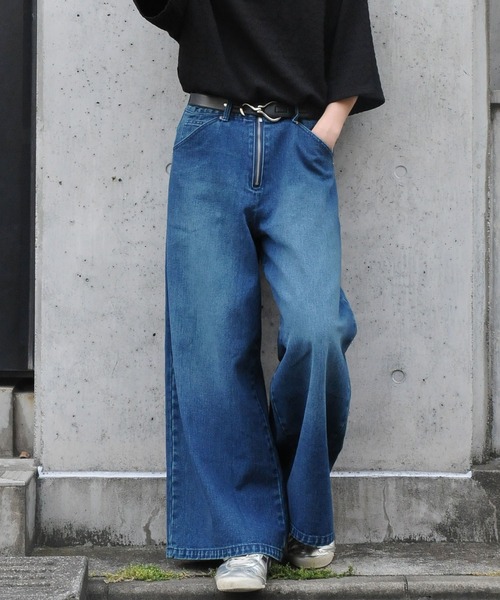 NILWAY（ニルウェイ）の「ワイド バギーヴィンテージ メイク フレア グランジ デニムパンツ（デニムパンツ・メンズ・ブラック/ブルー/グレー/オリーブ・SMALL/MEDIUM/LARGE）」の4枚目の写真