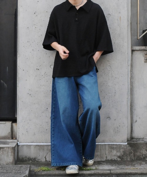 NILWAY（ニルウェイ）の「ワイド バギーヴィンテージ メイク フレア グランジ デニムパンツ（デニムパンツ・メンズ・ブラック/ブルー/グレー/オリーブ・SMALL/MEDIUM/LARGE）」の7枚目の写真