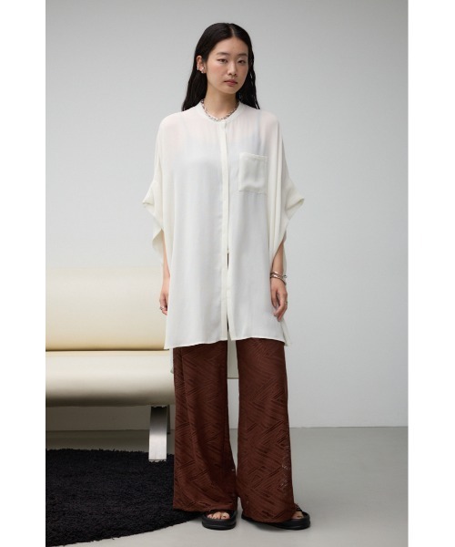 AZUL by moussy(アズールバイマウジー)の「ポンチョ型楊柳シャツ(シャツ/ブラウス・レディース・アイボリー/グレー/ブラック・FREE)」の5枚目の写真