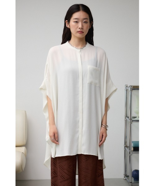 AZUL by moussy(アズールバイマウジー)の「ポンチョ型楊柳シャツ(シャツ/ブラウス・レディース・アイボリー/グレー/ブラック・FREE)」の6枚目の写真