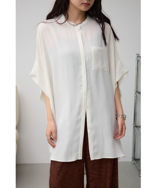 AZUL by moussy(アズールバイマウジー)の「ポンチョ型楊柳シャツ(シャツ/ブラウス・レディース・アイボリー/グレー/ブラック・FREE)」の13枚目の写真