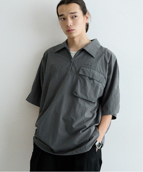 Ridingmania（ライディングマニア）の「【RIDINGMANIA】ナイロン/ワンポイント刺繍ハーフジップシャツ（シャツ/ブラウス・メンズ・グレー/ブラック/その他19・MEDIUM/LARGE）」の10枚目の写真