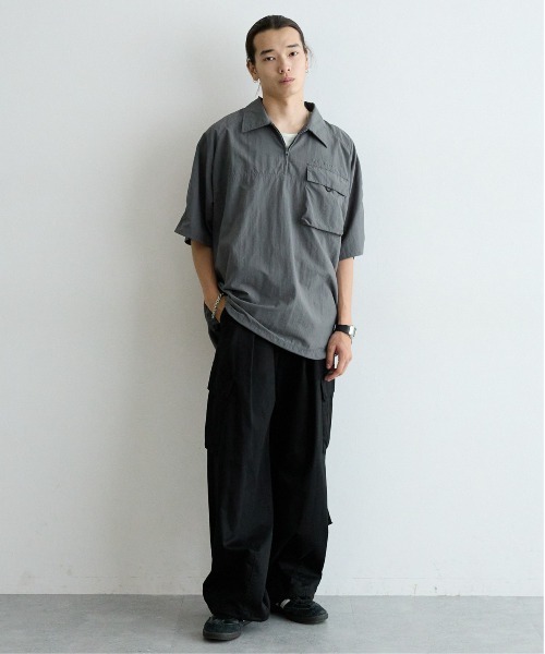 Ridingmania（ライディングマニア）の「【RIDINGMANIA】ナイロン/ワンポイント刺繍ハーフジップシャツ（シャツ/ブラウス・メンズ・グレー/ブラック/その他19・MEDIUM/LARGE）」の9枚目の写真