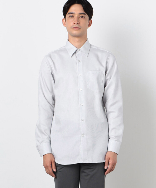 COMME CA ISM（コムサイズム）の「ピンストライプ ドレスシャツ(長袖)（ビジネスシャツ・メンズ・ライトグレー/ネイビー・MEDIUM/LARGE/SMALL/X-LARGE）」の15枚目の写真