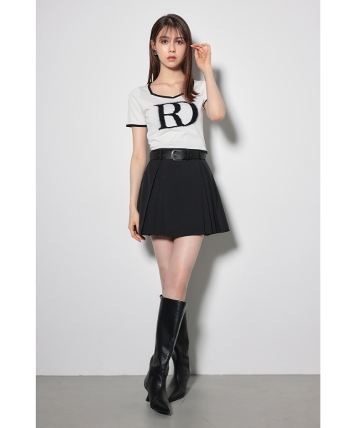 BIG Rロゴロング スリーブ ニット トップス 柄GRY5 rienda BIG Rロゴロング スリーブ ニット トップス 柄GRY5