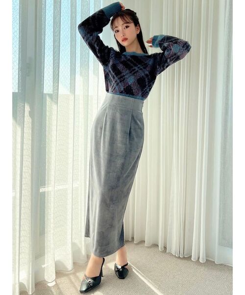 RESEXXY（リゼクシー）の「チェックシャギーニット（ニット/セーター・レディース・グレー/ブルー・FREE）」の4枚目の写真