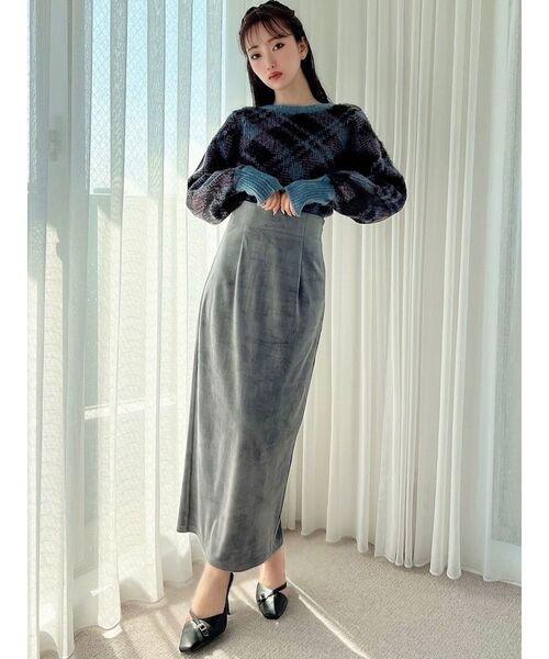 RESEXXY（リゼクシー）の「チェックシャギーニット（ニット/セーター・レディース・グレー/ブルー・FREE）」の5枚目の写真