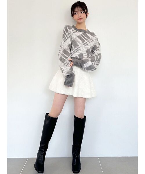 RESEXXY（リゼクシー）の「チェックシャギーニット（ニット/セーター・レディース・グレー/ブルー・FREE）」の10枚目の写真