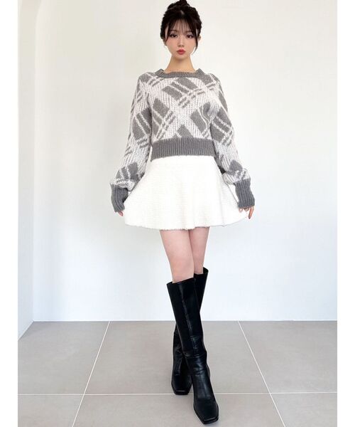 RESEXXY（リゼクシー）の「チェックシャギーニット（ニット/セーター・レディース・グレー/ブルー・FREE）」の11枚目の写真