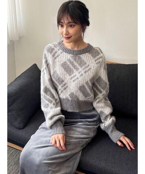 RESEXXY（リゼクシー）の「チェックシャギーニット（ニット/セーター・レディース・グレー/ブルー・FREE）」の12枚目の写真